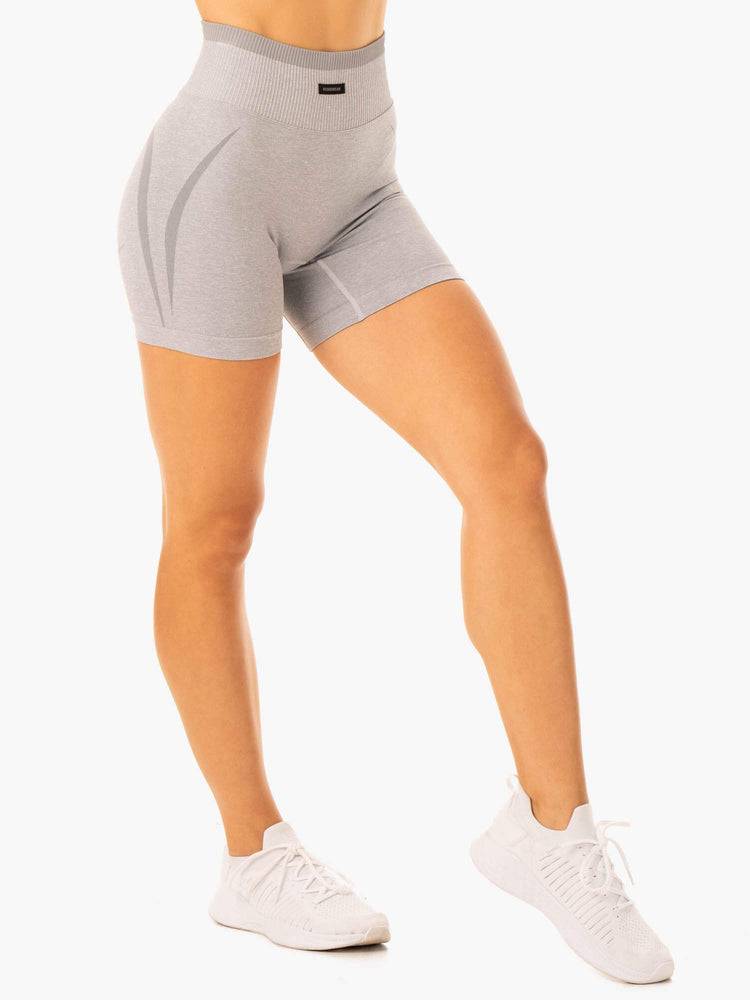 Women's Ryderwear Women Shorts Excel Seamless High Waisted Shorts Grey Marl | NZ2131WY