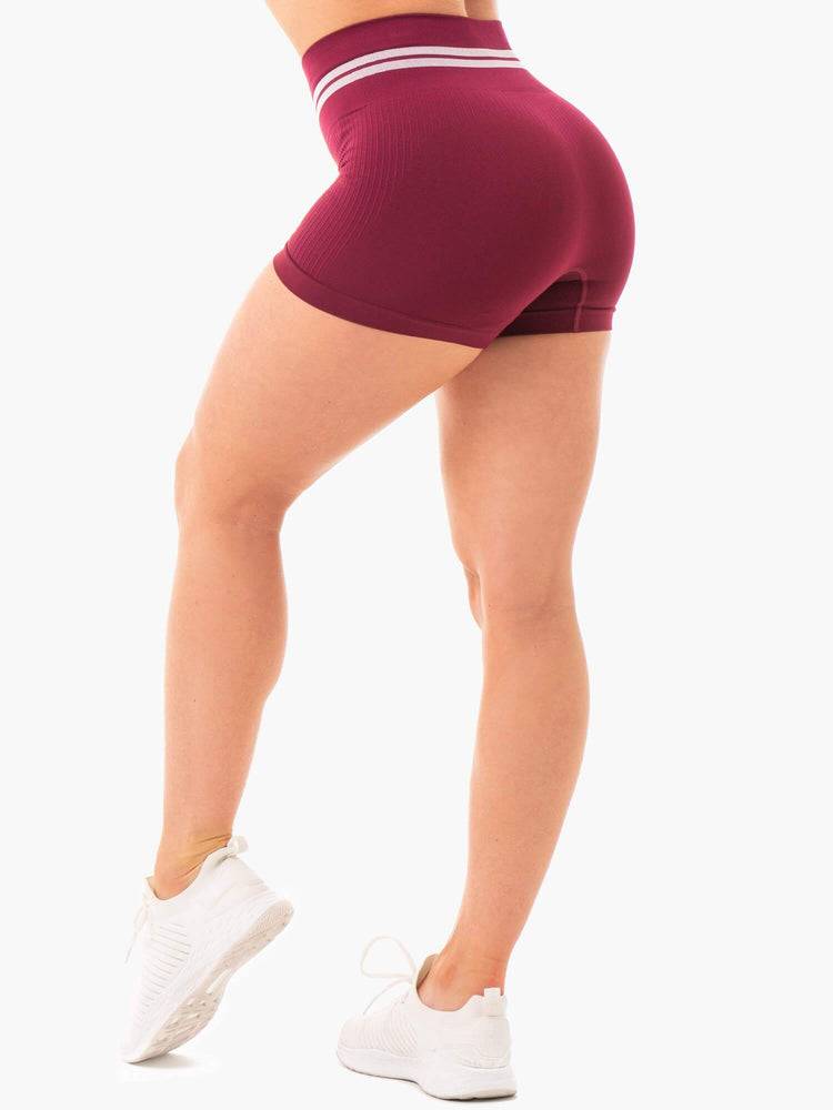 Women's Ryderwear Women Shorts Freestyle Seamless High Waisted Shorts Burgundy | NZ2006UT