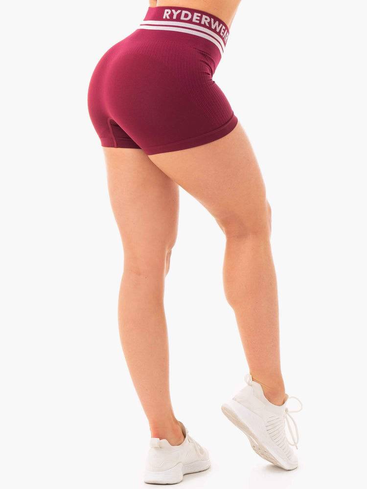 Women's Ryderwear Women Shorts Freestyle Seamless High Waisted Shorts Burgundy | NZ2006UT