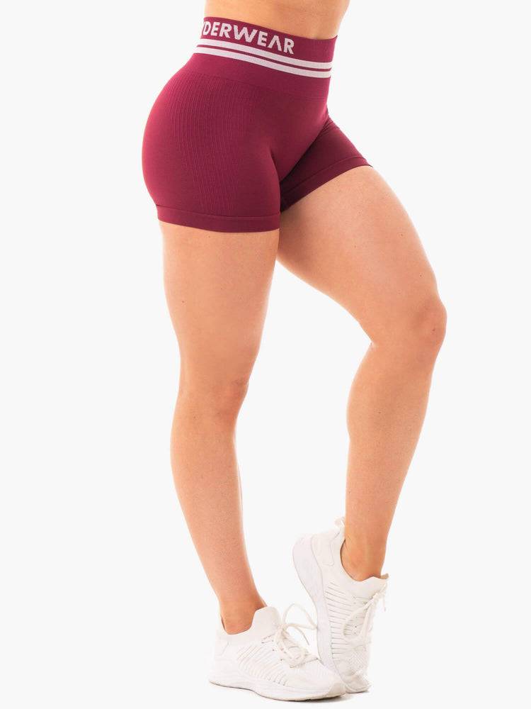 Women's Ryderwear Women Shorts Freestyle Seamless High Waisted Shorts Burgundy | NZ2006UT