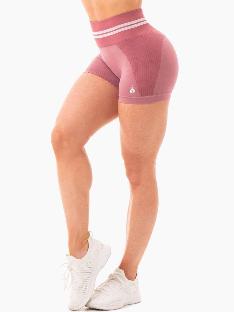 Women\'s Ryderwear Women Shorts Freestyle Seamless High Waisted Shorts Dusty Pink | NZ2190OR