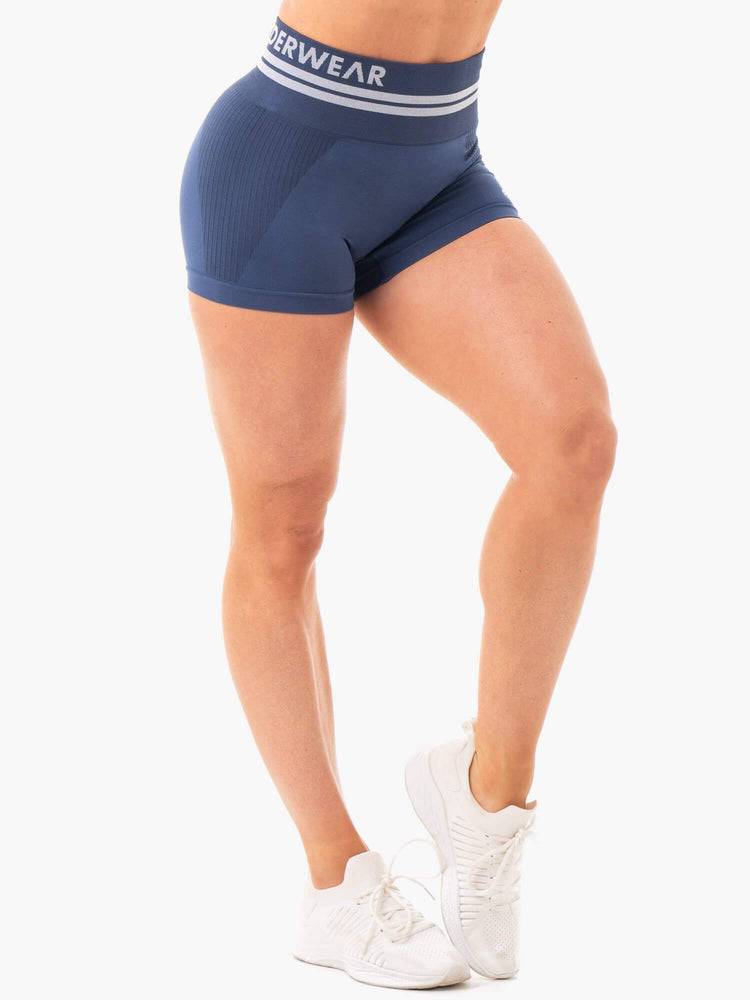 Women's Ryderwear Women Shorts Freestyle Seamless High Waisted Shorts Steel Blue | NZ2209WY