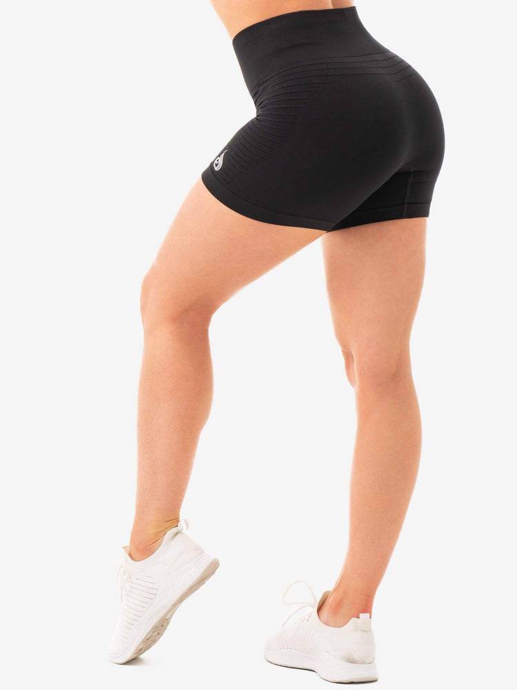 Women's Ryderwear Women Shorts Geo Seamless High Waisted Shorts Black | NZ2044LH