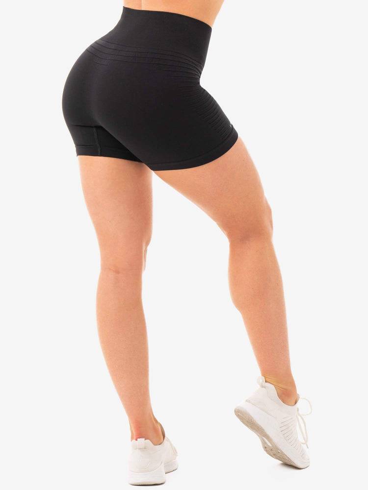 Women's Ryderwear Women Shorts Geo Seamless High Waisted Shorts Black | NZ2044LH