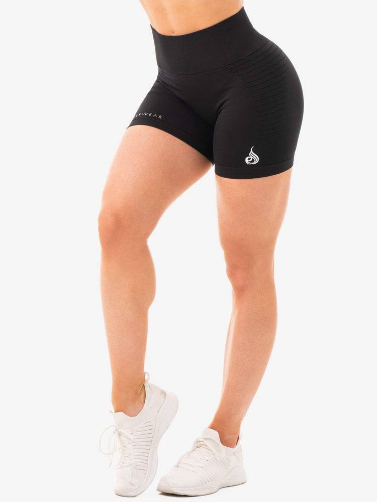 Women\'s Ryderwear Women Shorts Geo Seamless High Waisted Shorts Black | NZ2044LH