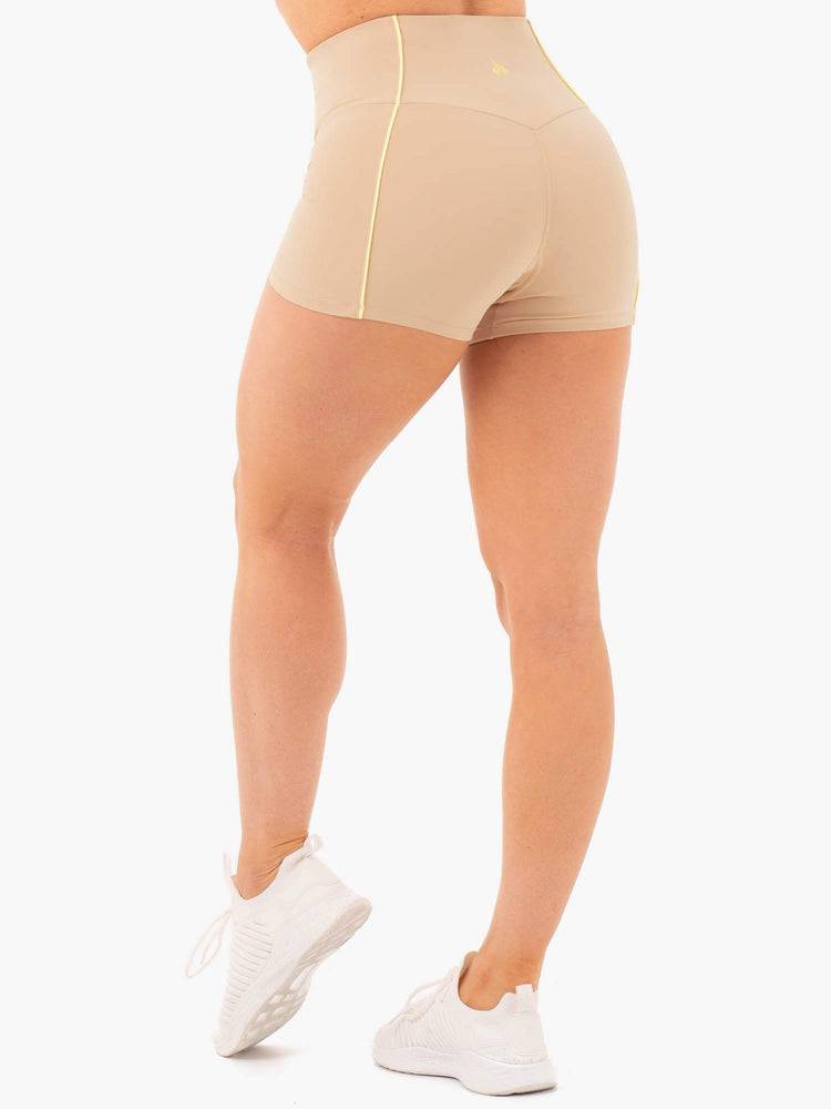 Women's Ryderwear Women Shorts Glow High Waisted Shorts Latte | NZ1936GL