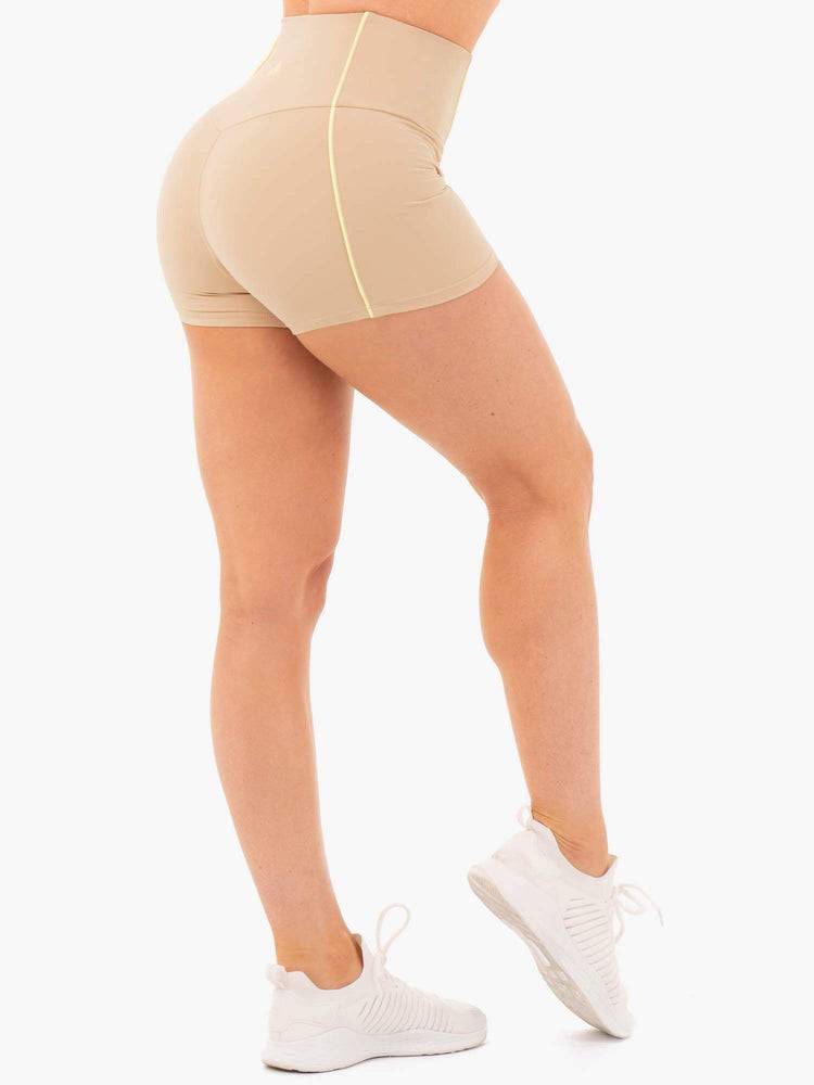 Women's Ryderwear Women Shorts Glow High Waisted Shorts Latte | NZ1936GL