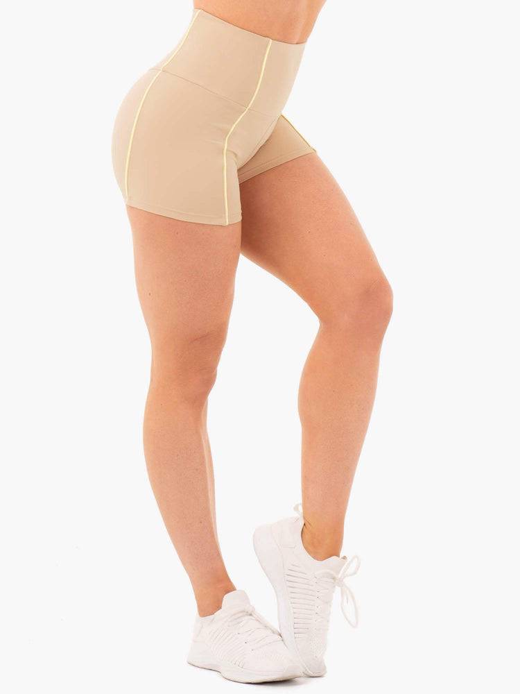 Women's Ryderwear Women Shorts Glow High Waisted Shorts Latte | NZ1936GL