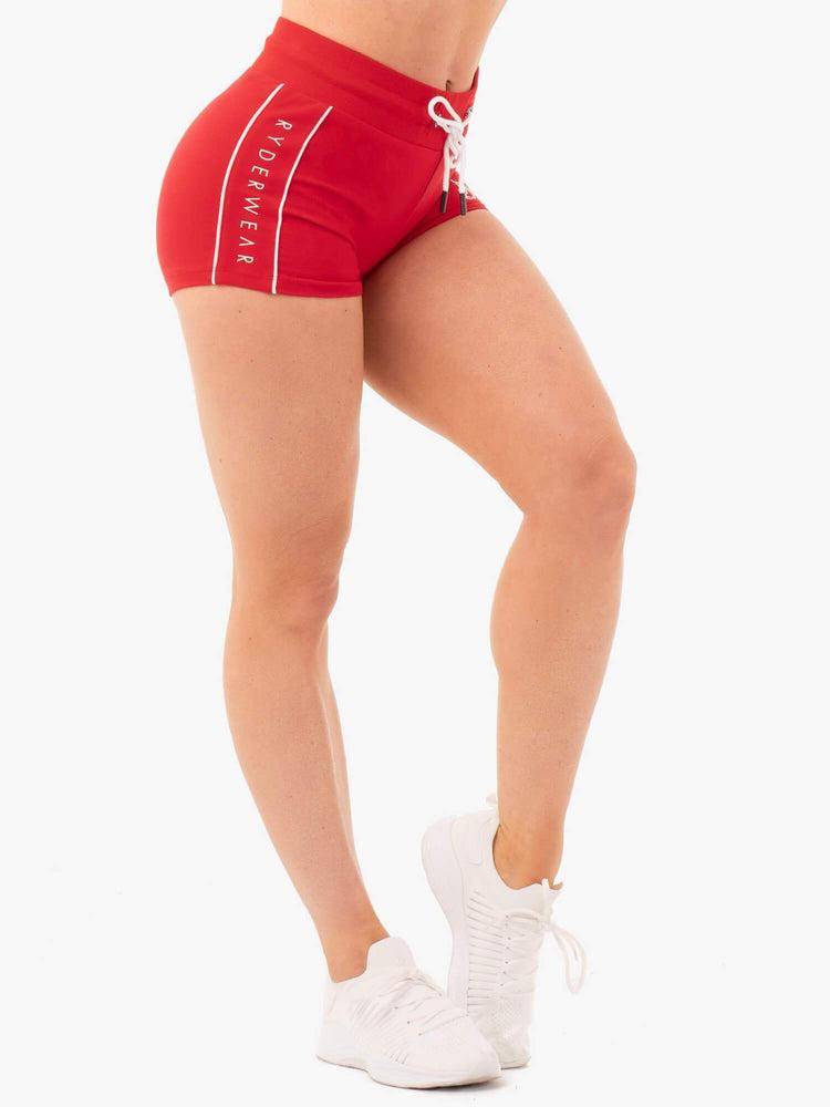 Women's Ryderwear Women Shorts High Waisted Track Shorts Red | NZ1937HK