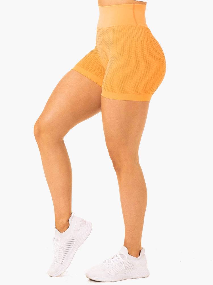 Women's Ryderwear Women Shorts Honeycomb Scrunch Seamless Shorts Mango | NZ2105WY