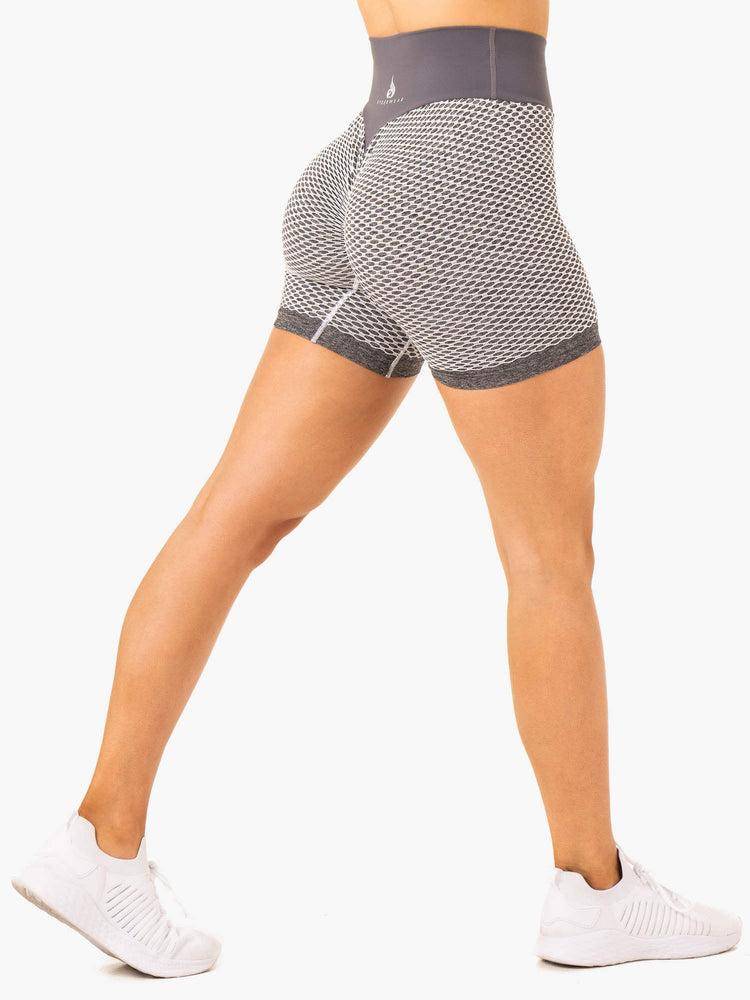 Women's Ryderwear Women Shorts Honeycomb Scrunch Seamless Shorts Grey Marl | NZ2123ZG