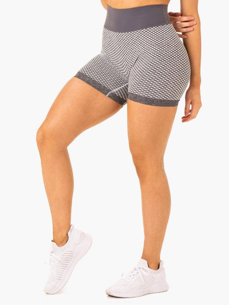 Women's Ryderwear Women Shorts Honeycomb Scrunch Seamless Shorts Grey Marl | NZ2123ZG