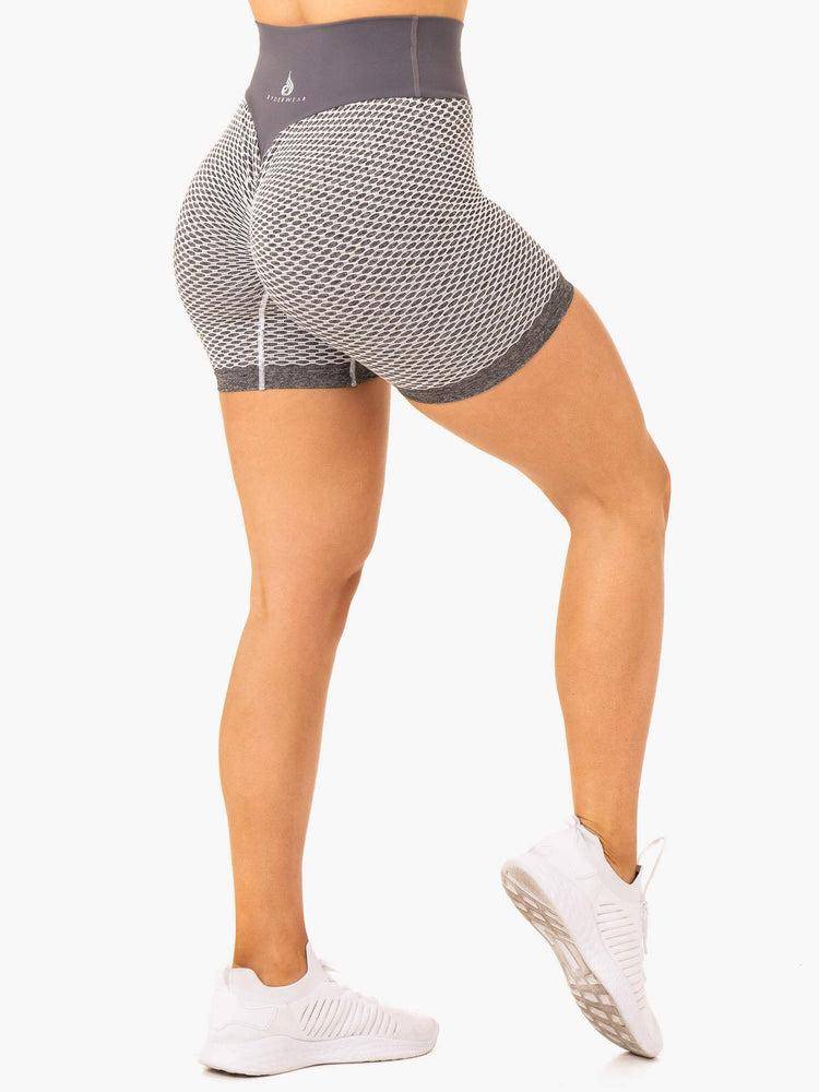 Women's Ryderwear Women Shorts Honeycomb Scrunch Seamless Shorts Grey Marl | NZ2123ZG