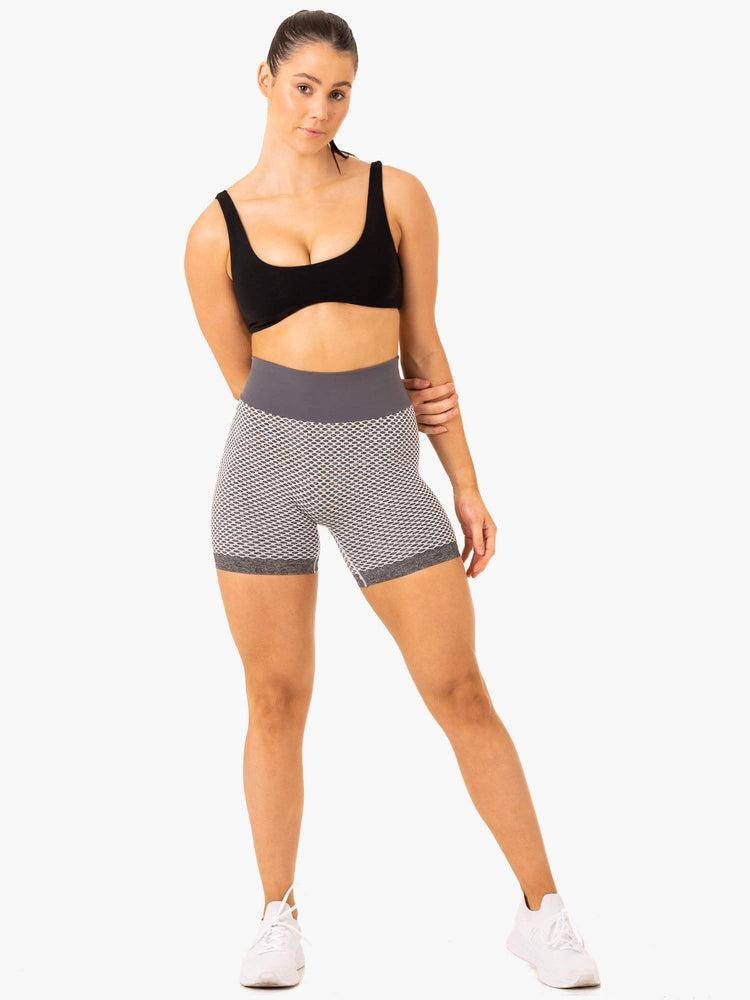 Women's Ryderwear Women Shorts Honeycomb Scrunch Seamless Shorts Grey Marl | NZ2123ZG