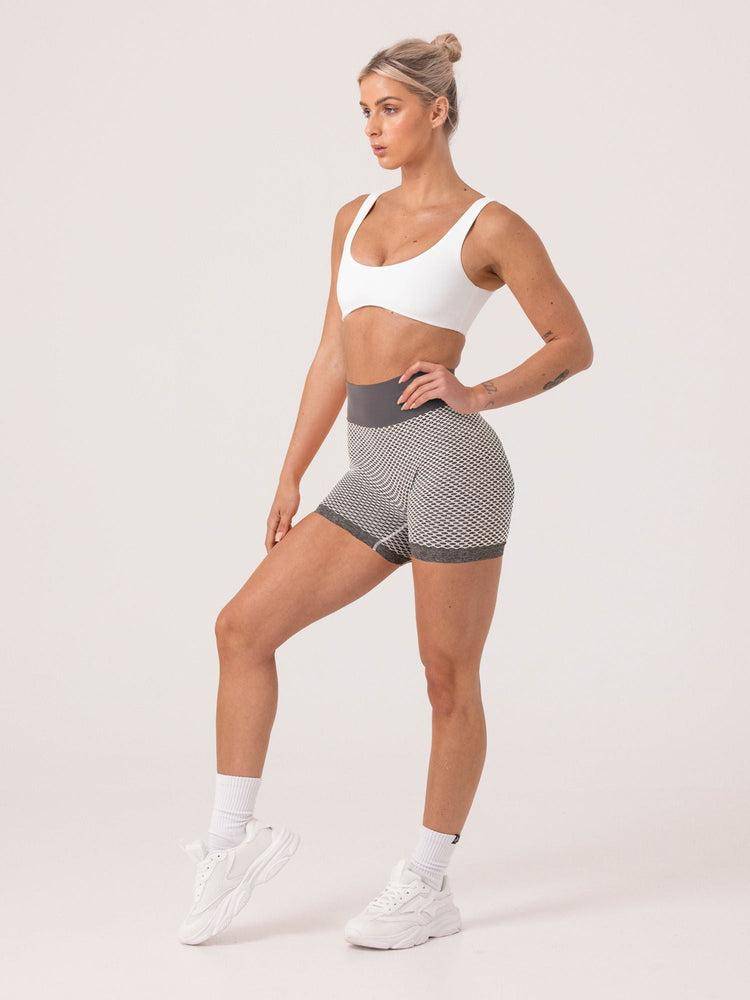 Women\'s Ryderwear Women Shorts Honeycomb Scrunch Seamless Shorts Grey Marl | NZ2123ZG