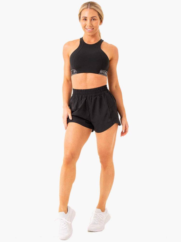 Women's Ryderwear Women Shorts Level Up Training Shorts Black | NZ2015HK