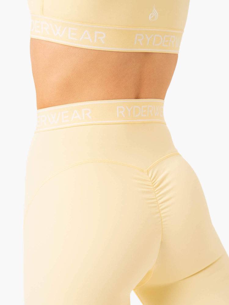 Women's Ryderwear Women Shorts Level Up High Waisted Scrunch Shorts Butter | NZ2067HK