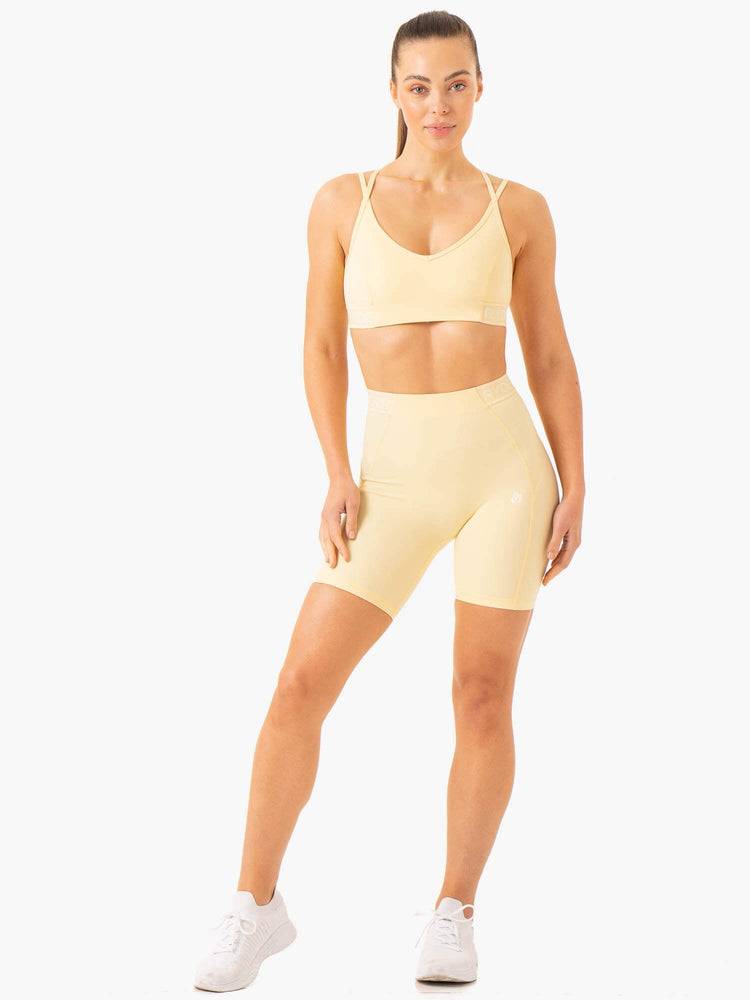 Women's Ryderwear Women Shorts Level Up High Waisted Scrunch Shorts Butter | NZ2067HK