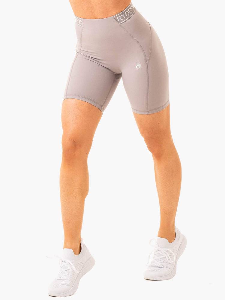 Women\'s Ryderwear Women Shorts Level Up High Waisted Scrunch Shorts Steel Grey | NZ2085IS