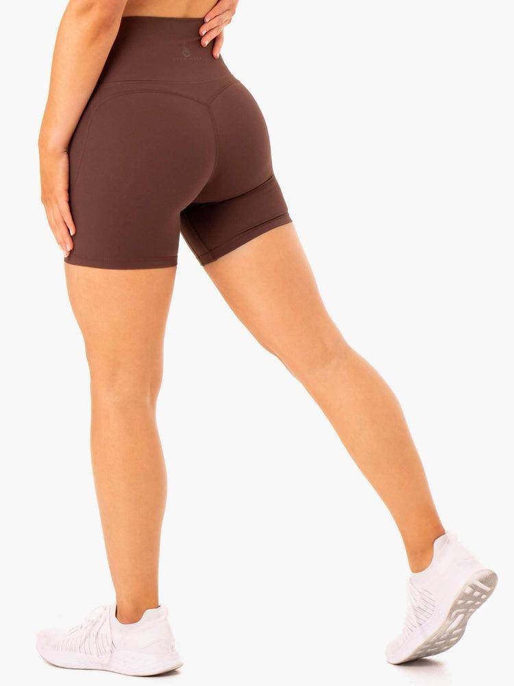 Women's Ryderwear Women Shorts NKD Align Shorts Chocolate | NZ2183WY