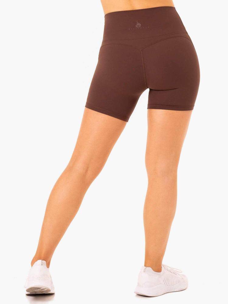 Women's Ryderwear Women Shorts NKD Align Shorts Chocolate | NZ2183WY