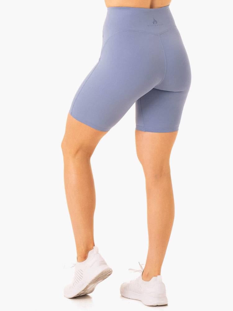 Women's Ryderwear Women Shorts NKD Frame High Waisted Bike Shorts Stonewash Blue | NZ1981IS