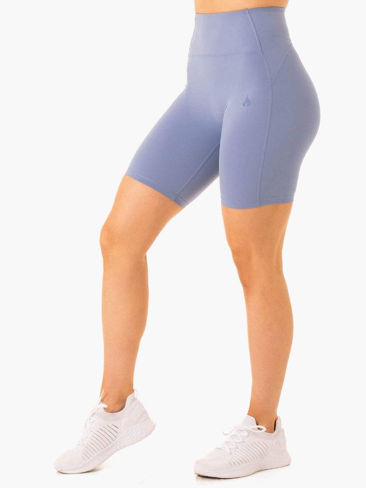 Women's Ryderwear Women Shorts NKD Frame High Waisted Bike Shorts Stonewash Blue | NZ1981IS