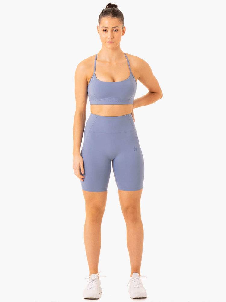 Women's Ryderwear Women Shorts NKD Frame High Waisted Bike Shorts Stonewash Blue | NZ1981IS