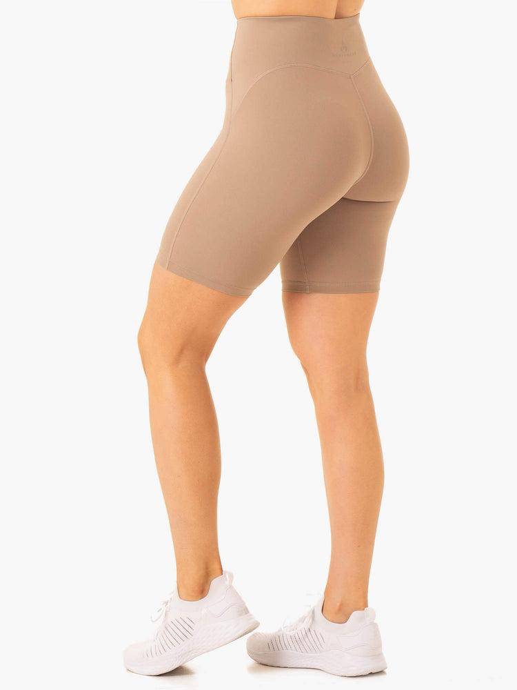 Women's Ryderwear Women Shorts NKD Frame High Waisted Bike Shorts Latte | NZ2081RW