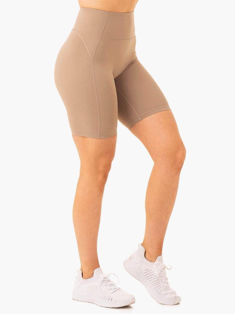 Women's Ryderwear Women Shorts NKD Frame High Waisted Bike Shorts Latte | NZ2081RW