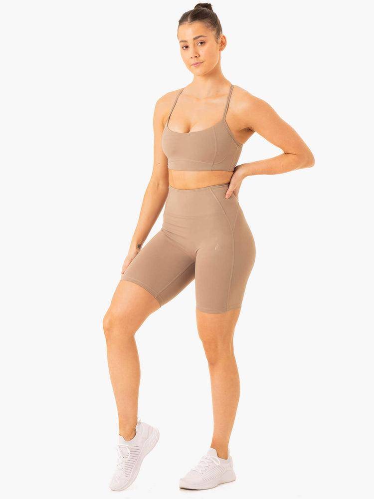 Women's Ryderwear Women Shorts NKD Frame High Waisted Bike Shorts Latte | NZ2081RW