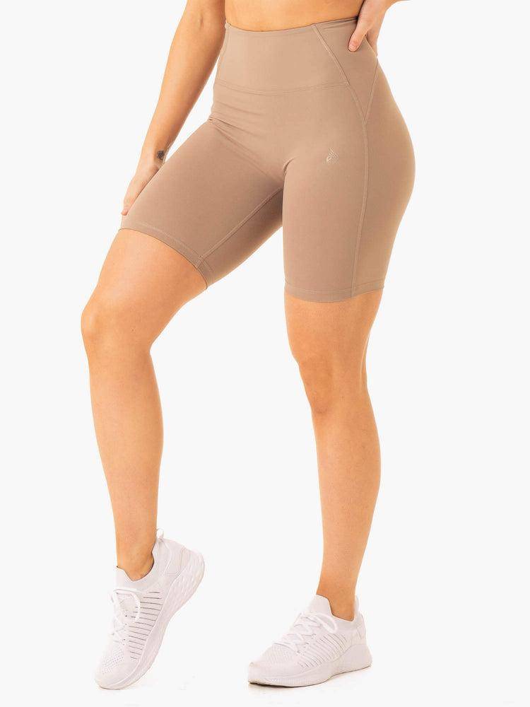 Women\'s Ryderwear Women Shorts NKD Frame High Waisted Bike Shorts Latte | NZ2081RW