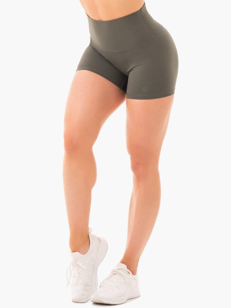 Women\'s Ryderwear Women Shorts NKD High Waisted Shorts Khaki | NZ2195FM