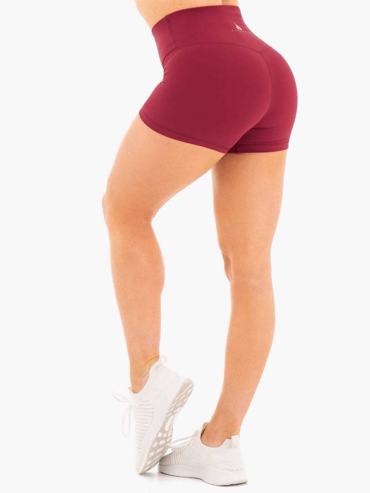 Women's Ryderwear Women Shorts NKD High Waisted Shorts Berry Red | NZ2202XF