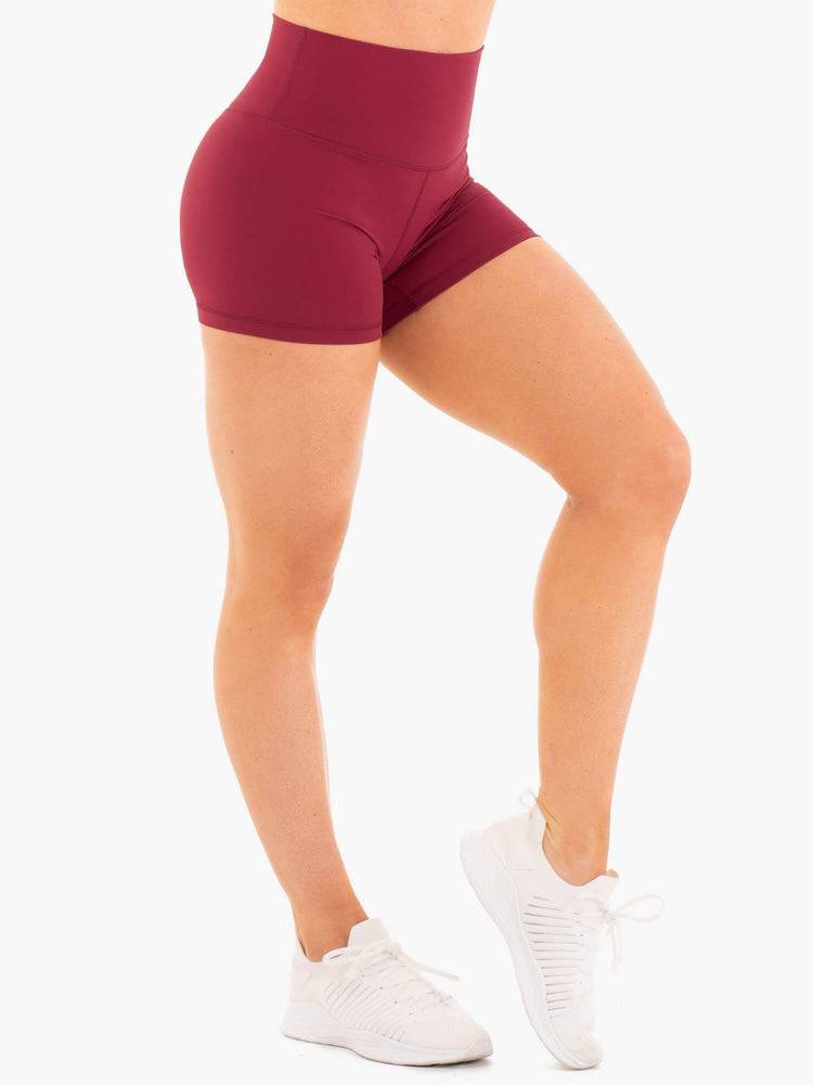 Women's Ryderwear Women Shorts NKD High Waisted Shorts Berry Red | NZ2202XF