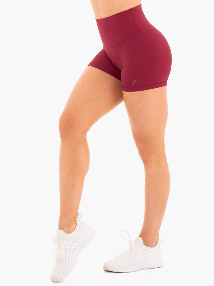 Women\'s Ryderwear Women Shorts NKD High Waisted Shorts Berry Red | NZ2202XF