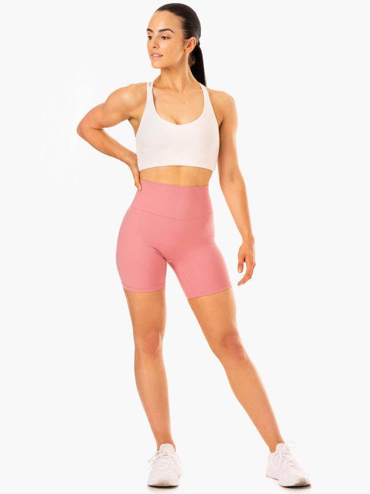 Women's Ryderwear Women Shorts NKD Refine High Waisted Shorts Dusty Pink | NZ2139PQ