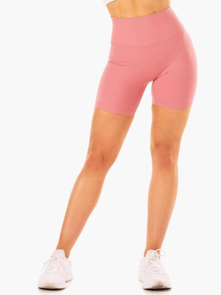 Women\'s Ryderwear Women Shorts NKD Refine High Waisted Shorts Dusty Pink | NZ2139PQ