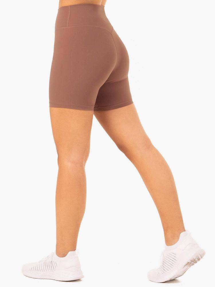 Women's Ryderwear Women Shorts NKD Refine High Waisted Shorts Mocha | NZ2154NB