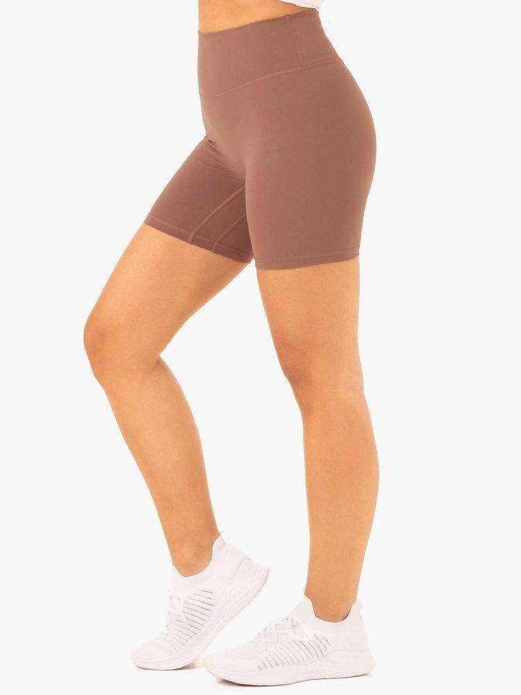 Women's Ryderwear Women Shorts NKD Refine High Waisted Shorts Mocha | NZ2154NB