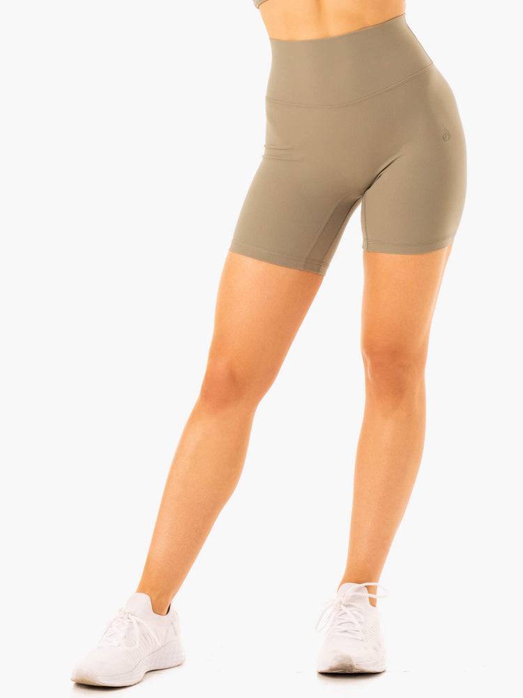 Women\'s Ryderwear Women Shorts NKD Refine High Waisted Shorts Khaki | NZ2162UT