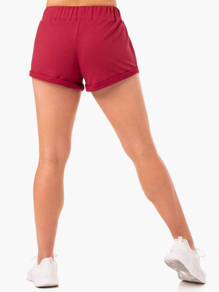 Women's Ryderwear Women Shorts Off Duty Fleece Shorts Burgundy | NZ2140AP