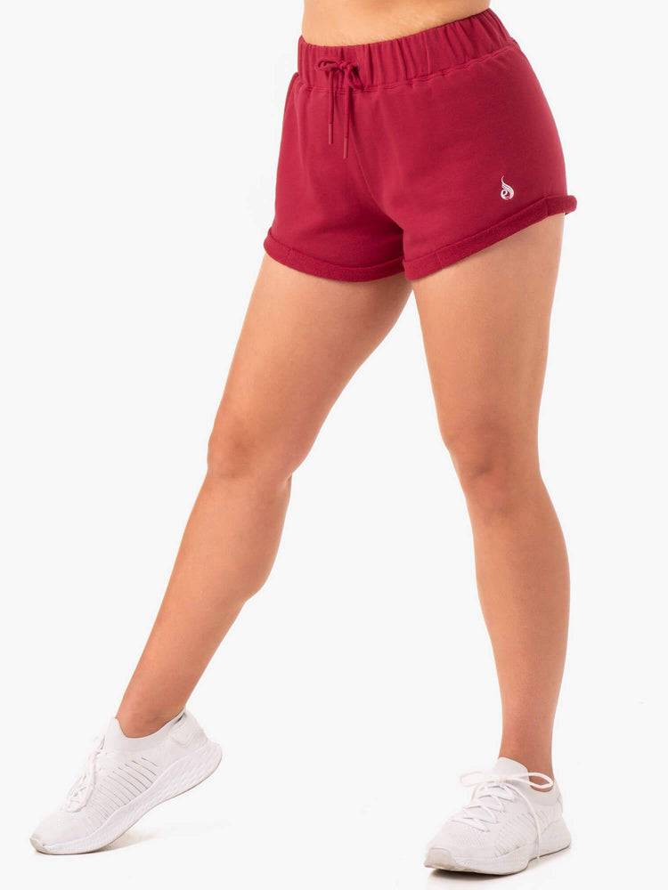 Women\'s Ryderwear Women Shorts Off Duty Fleece Shorts Burgundy | NZ2140AP