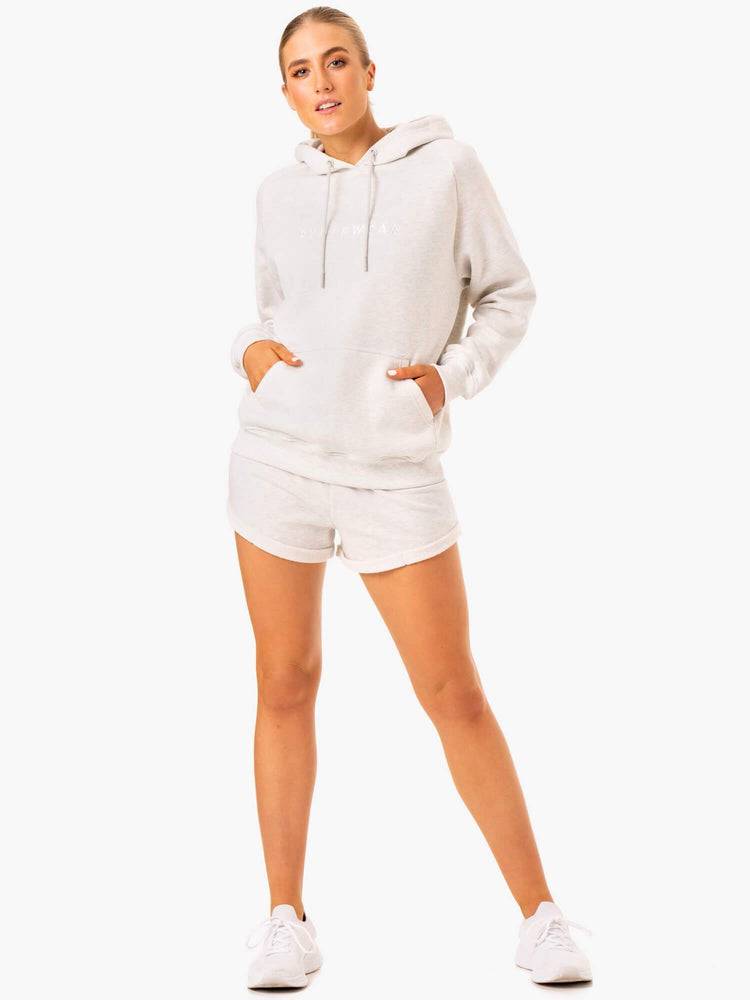 Women's Ryderwear Women Shorts Off Duty Fleece Shorts Snow Grey Marl | NZ2170GL