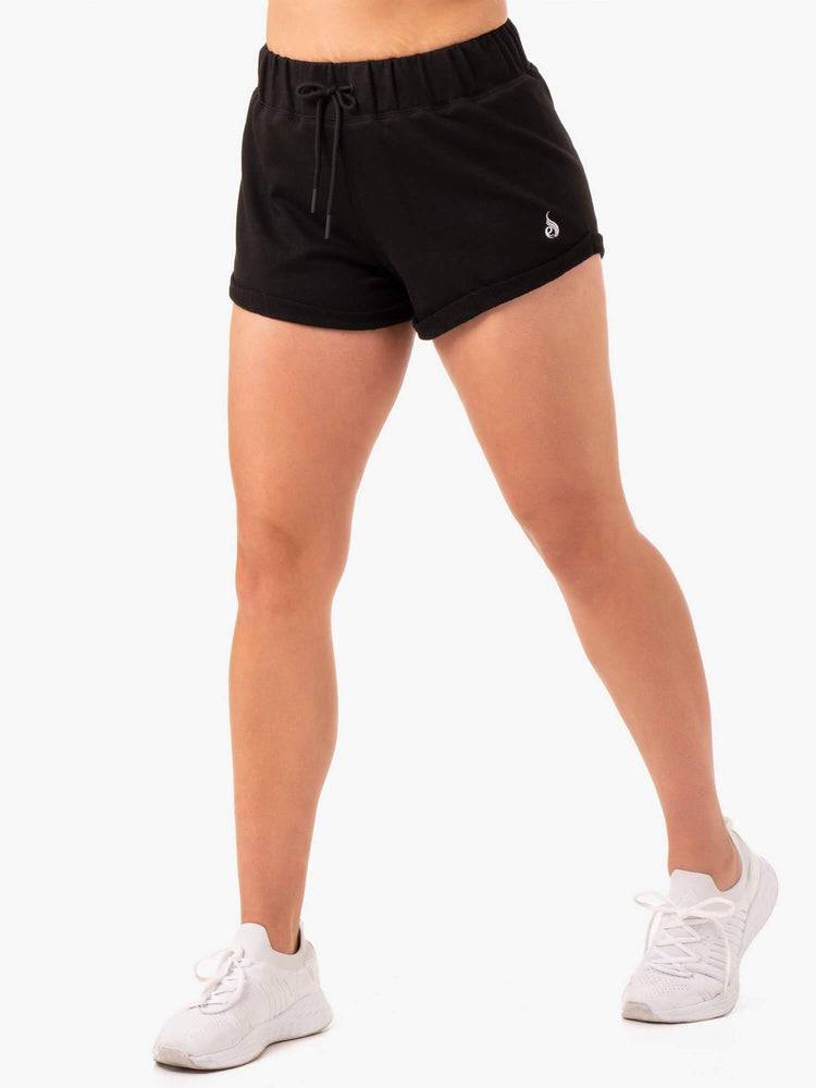 Women\'s Ryderwear Women Shorts Off Duty Fleece Shorts Black | NZ2182QZ