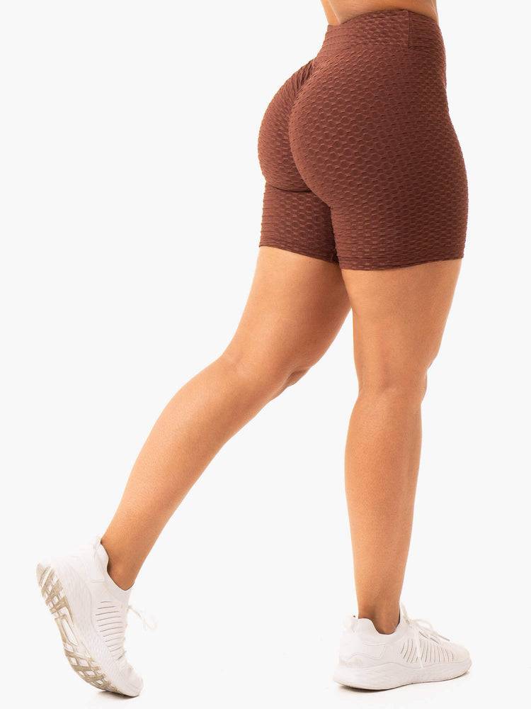 Women's Ryderwear Women Shorts Optic Scrunch Bum Shorts Chocolate | NZ2000QZ