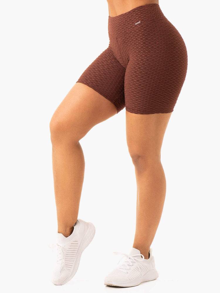 Women's Ryderwear Women Shorts Optic Scrunch Bum Shorts Chocolate | NZ2000QZ