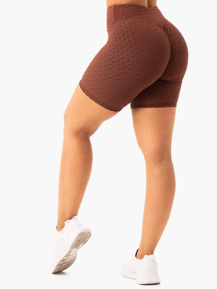 Women's Ryderwear Women Shorts Optic Scrunch Bum Shorts Chocolate | NZ2000QZ