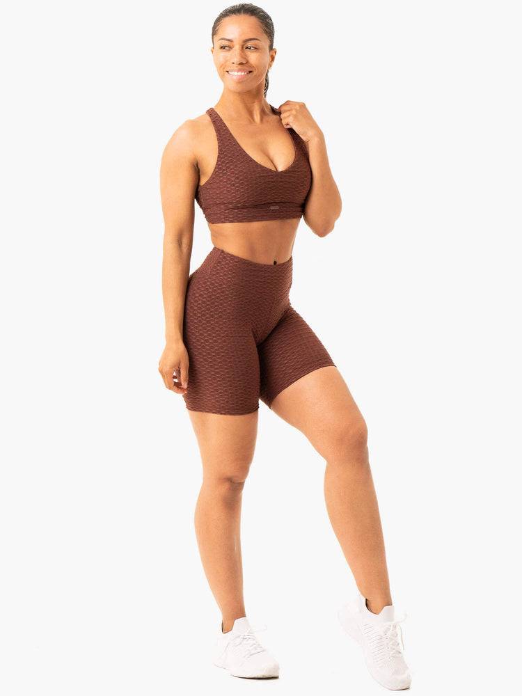 Women's Ryderwear Women Shorts Optic Scrunch Bum Shorts Chocolate | NZ2000QZ