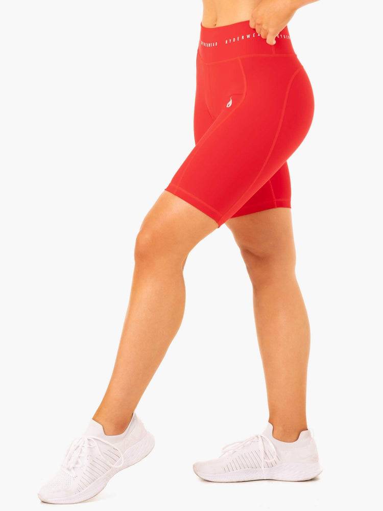 Women's Ryderwear Women Shorts Reflex High Waisted Bike Shorts Red | NZ2101BC